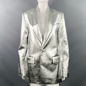 A.L.C. Size M Silver Viscose Blend Metallic Jacket Blazer
